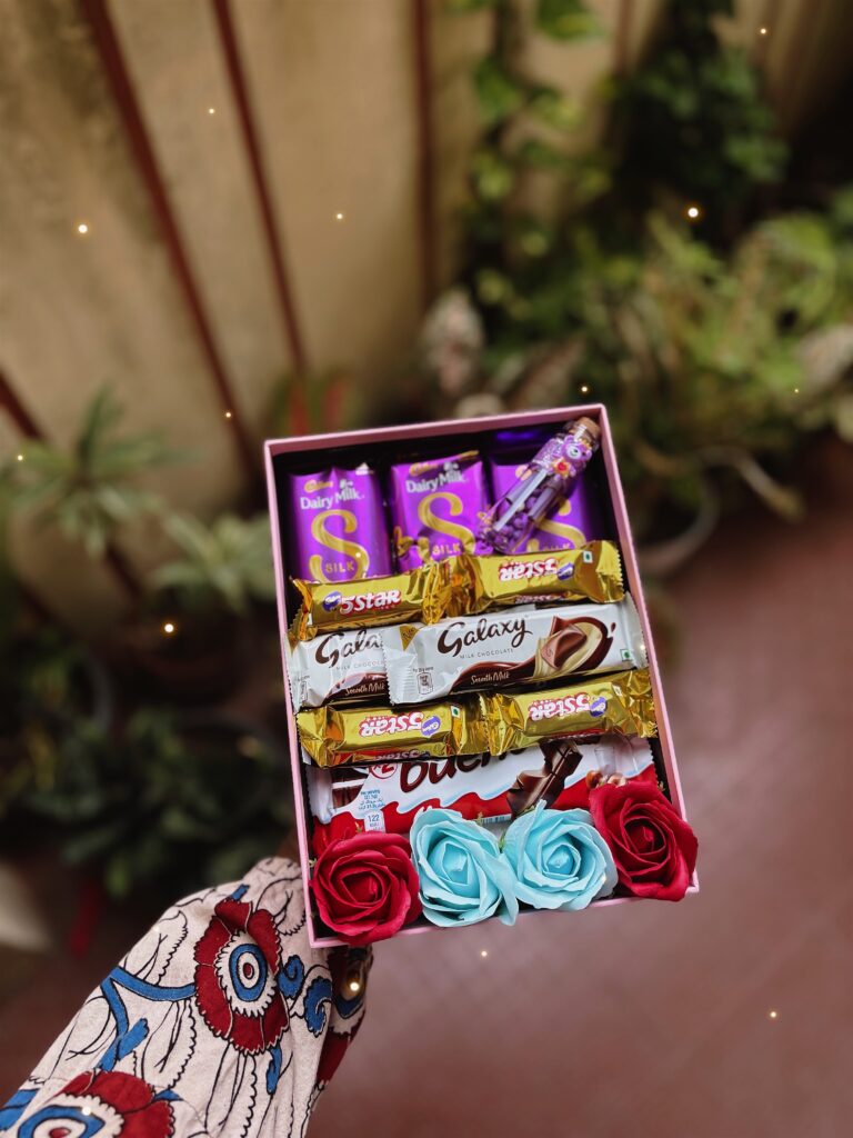 Loaded chocolate hamper with premium assorted chocolates and treats in a festive box