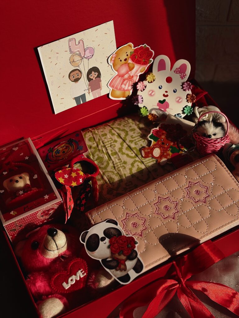 Premium gifts for girls accessories hamper with fashionable jwellery, chocolates, dress and gift items